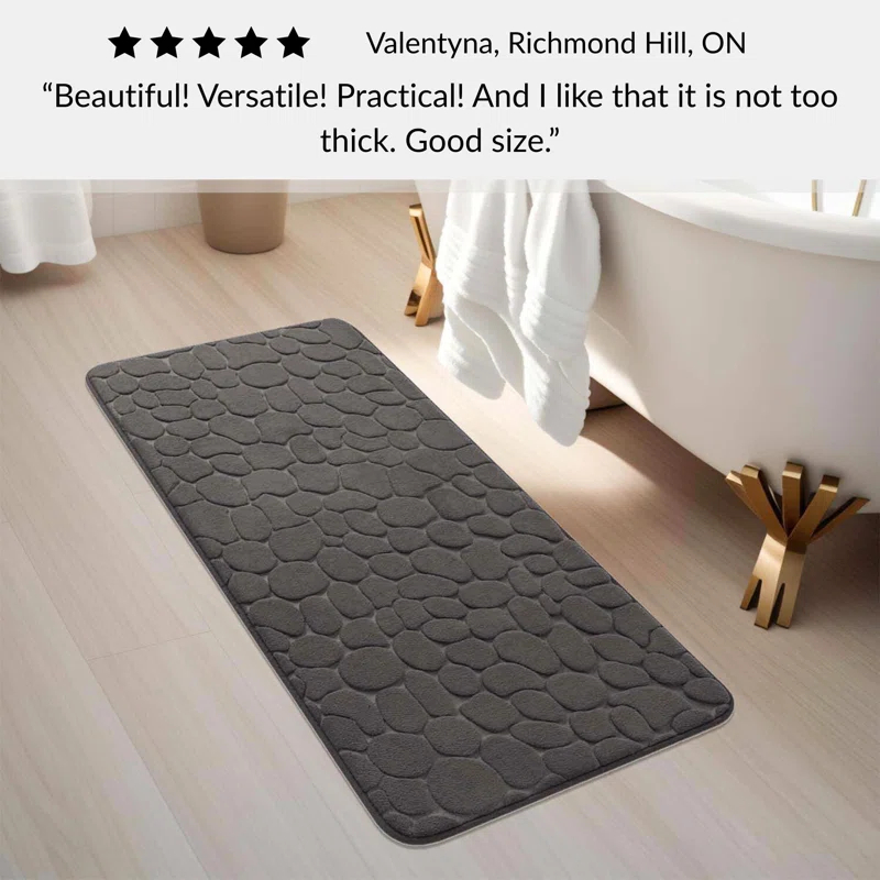 Evideco Pebble Runner Mat - Memory Foam - 48"L x 18"W for Kitchen, Bathroom and more
