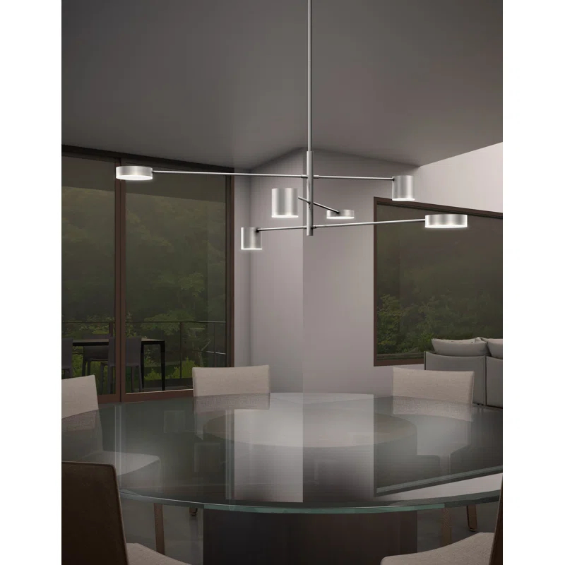 Counterpoint 6 - Light Dimmable LED Sputnik Modern Linear Chandelier