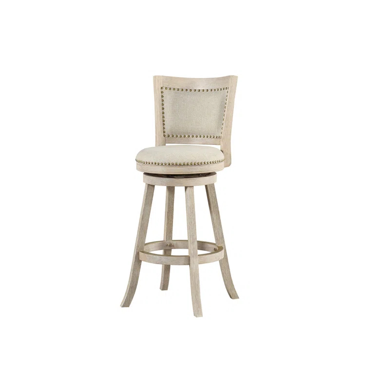 Dovecove Falken Swivel Upholstered Counter Stool with Solid Wood Frame