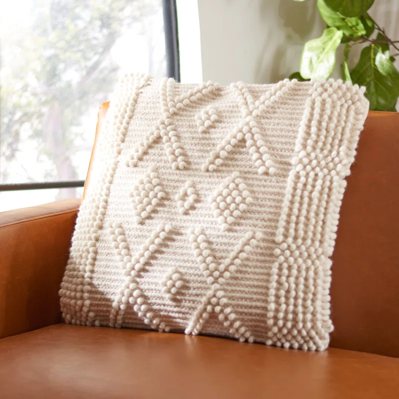 Safavieh Baird Embroidered Wool Blend Reversible Throw Pillow