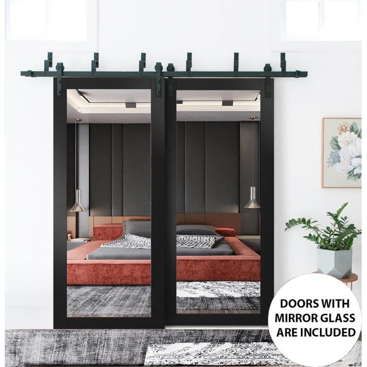 SARTODOORS Lucia Mirrored Glass Standard Black Door Slab