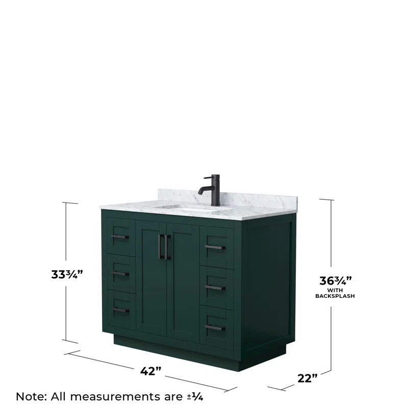 Wyndham Collection Miranda 42" Freestanding Single Bathroom Vanity with Marble Top