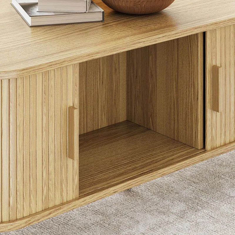 Latitude Run® Coffee Table with Storage, 47.2" Modern Coffee Tables for Living Room, Rectangle Center Table with Sliding Tambour Door & Adjustable Leg for Living Room