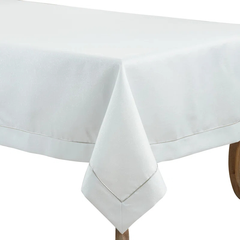 Saro Bourget Collection Shimmering Tablecloth with Piping Detail