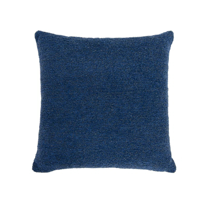 Jennifer Taylor Home Astrid 20" Square Accent Throw Pillow Cover With Feather Insert, Cerulean Blue Boucle