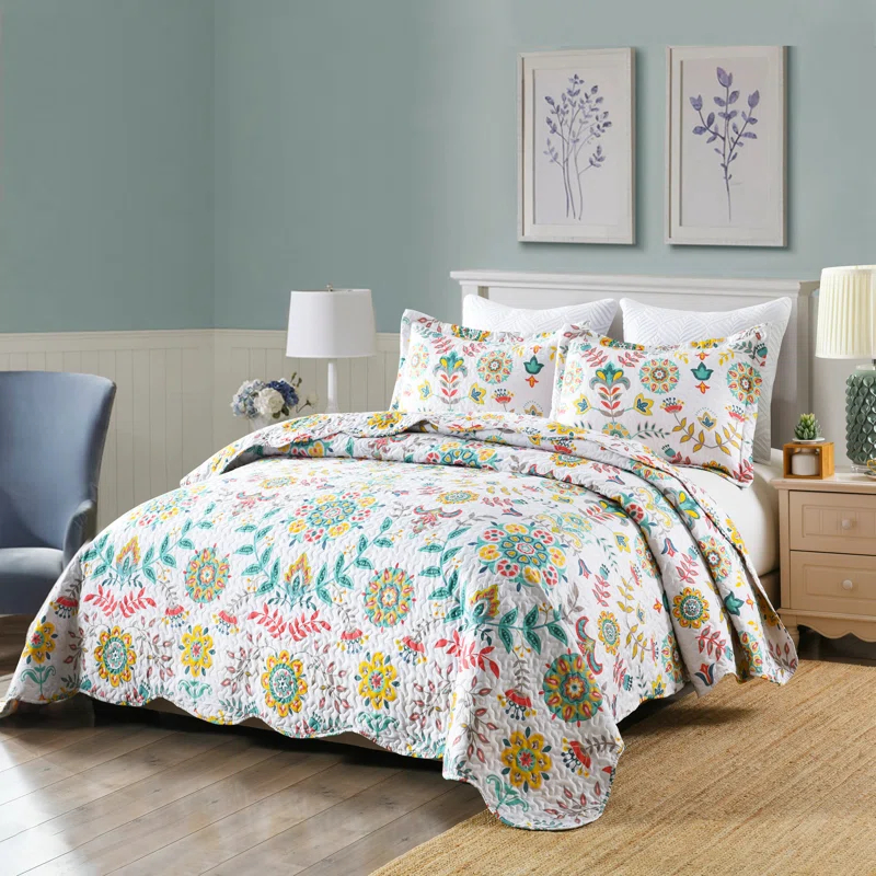 Bohemian Floral Quilt Set