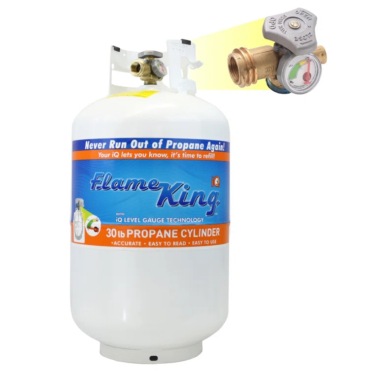 Flame King Flame King 30LB Empty Steel Propane Tank LP Cylinder, OPD Valve & Built-in Gauge for Grills & BBQs