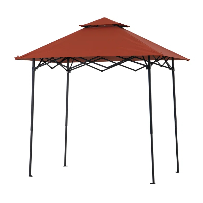 Sunjoy SUNJOY 8' x 5'  Pop up Grill Gazebo Double Tiered Outdoor Gazebo Standing-Height Canopy with Magnetic LED Light, Adjustable Ceiling Height, for BBQ,Picnics, Outdoor Events