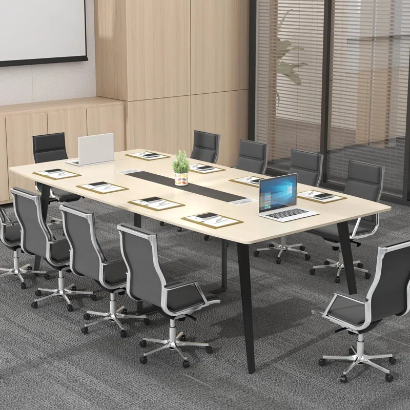 Jonti 8 ft Conference Table, 94.49" L X 47.24" W X 29.53" H Meeting Seminar Table With Grommet