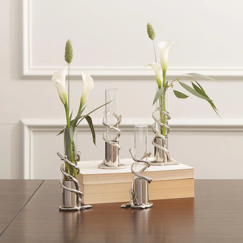 Global Views Branch Bud Vase-Nickel