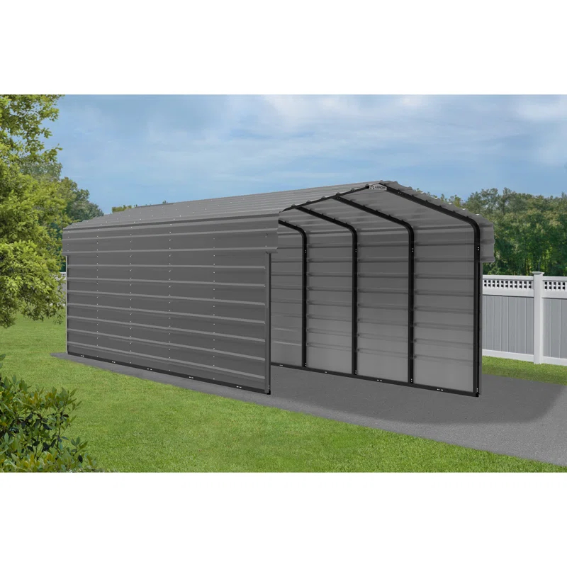 Arrow Arrow Steel Carport with 2 Side Wall Kits, 10X24X07