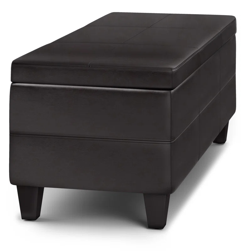 Simpli Home Avalon 44"W Upholstered Storage Ottoman with Lift-Top and Large Interior Storage
