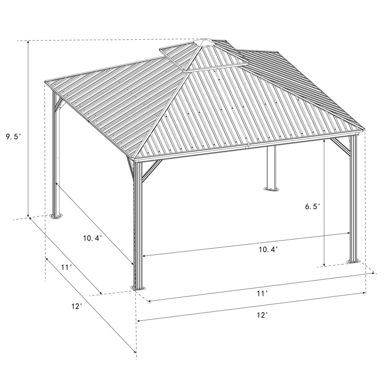 Kozyard Kozyard Caesar Gray Double Roof Hardtop Gazebo with Privacy Curtain and Mosquito Netting