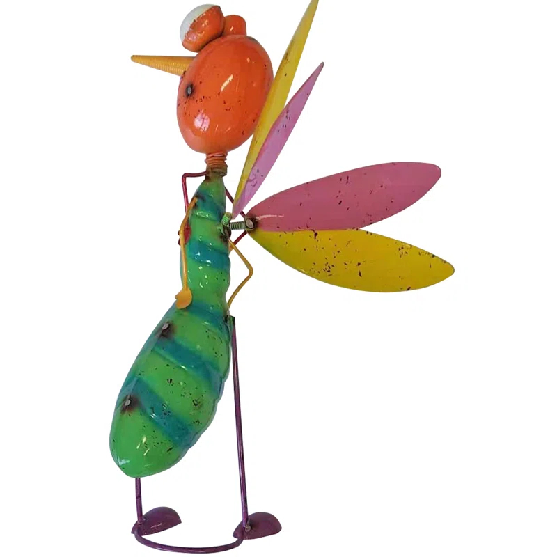 Enameled Metal Bug Garden Statue