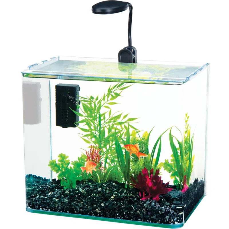 Penn Plax Radius Rectangle Nano Aquarium Kit – Includes LED Light, Internal Filter, and Mat