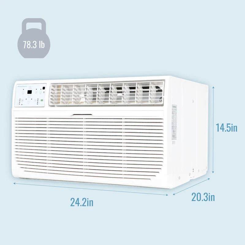 Keystone Keystone 10,000 BTU Wall Mounted Air Conditioner with Supplemental Heat and Dehumidifier Remote Control for Rooms up to 450 Sq.Ft., Quiet, High Efficiency AC