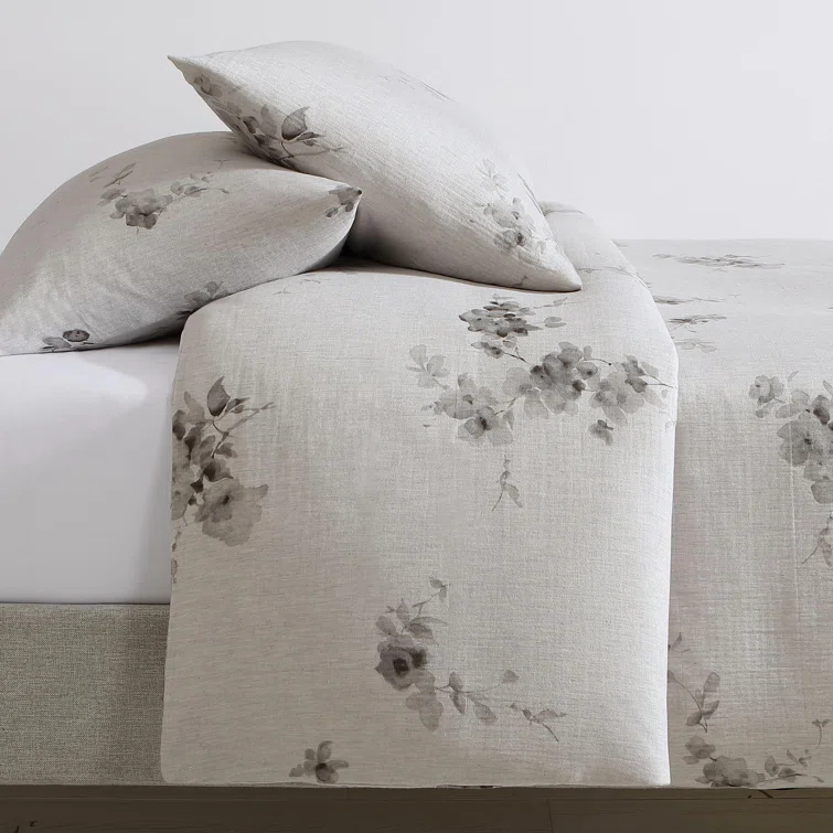 Calvin Klein Calvin Klein Aquarelle Floral Cotton Grey Comforter Set