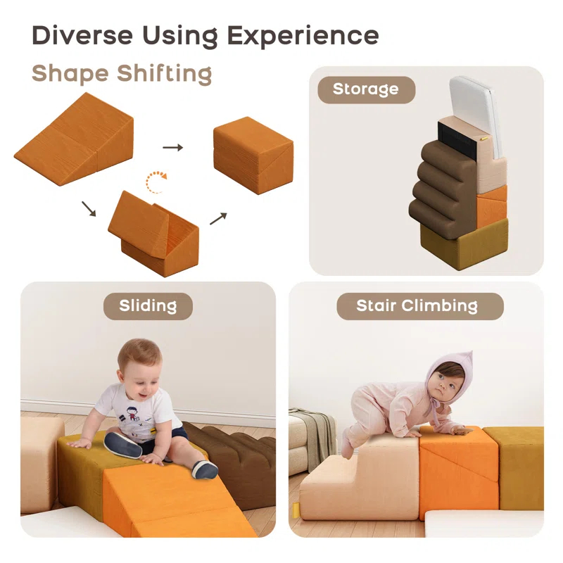 Benarita Kids Climbing Foam Blocks Set & Toddler Climbing Toys - 6 blocks