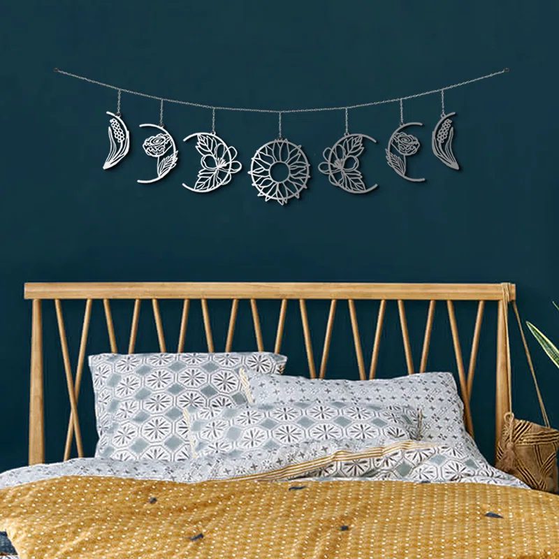 Floral Moon Phases Metal Wall Decor