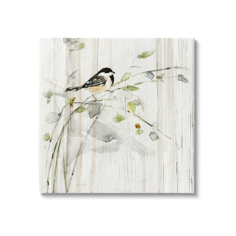 Stupell Industries Au-851-Canvas " Bird Perched Birch Pattern " by Danita Delimont Painting Print
