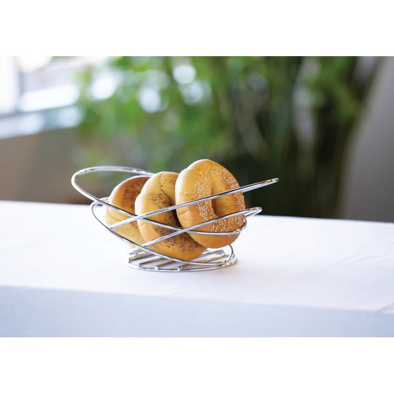 Service Ideas Oval 9" Stainless Steel Bread Basket