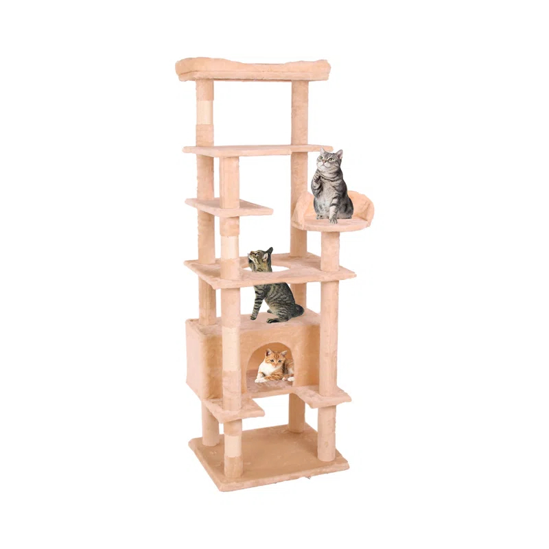 Archie & Oscar™ 71"Cat Climbing Tree Multi-Level Tall Cat Tower Beige