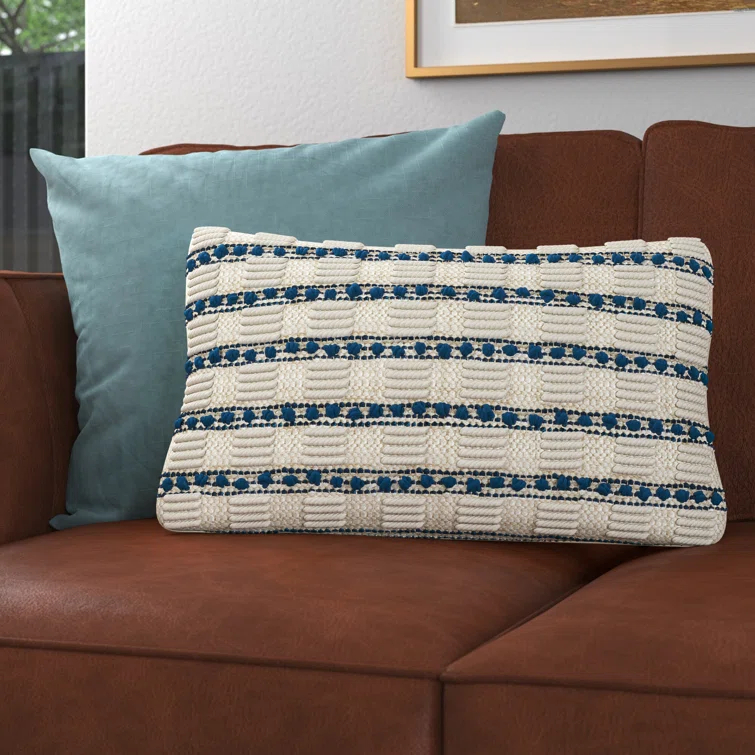 Mina Victory GC384-012020 Textured Cotton Blend Throw Pillow