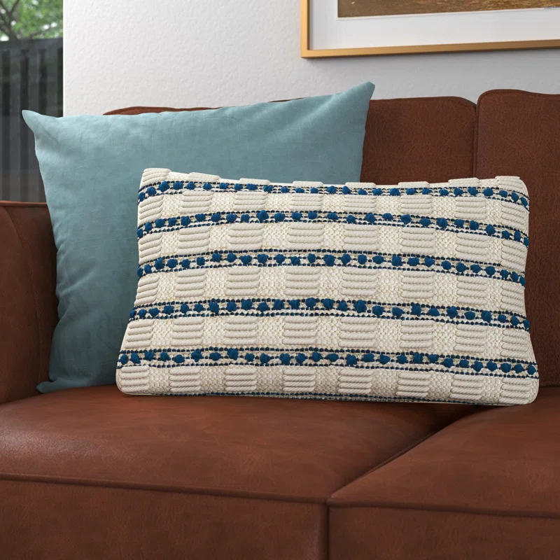 Mina Victory GC384-012020 Textured Cotton Blend Throw Pillow
