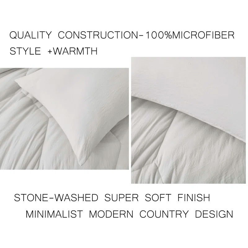 Washed Microfiber Bedding Standard Comforter Set