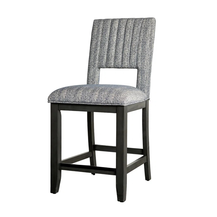 Benjara Manny Counter Height Chair Set Of 2, Bluish Gray Fabric Seat And Back (Set of 2)
