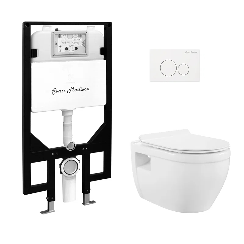 Swiss Madison SM-WT0901GW Ivy Wall-Hung Toilet Bundle 0.8/1.6 GPF Dual Flush With Flush Plate