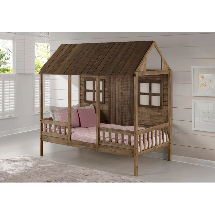 Donco Kids PD-1899TRD Twin Front Porch Low Loft, Rustic Driftwood