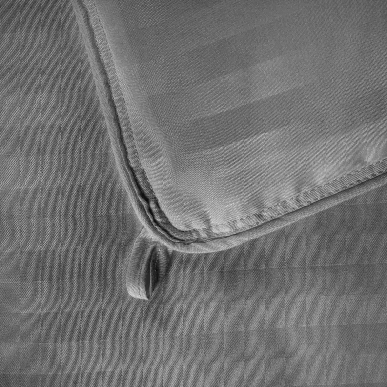 Superior Striped Reversible Box-Quilt Brushed Microfiber Medium Weight Down Alternative Comforter