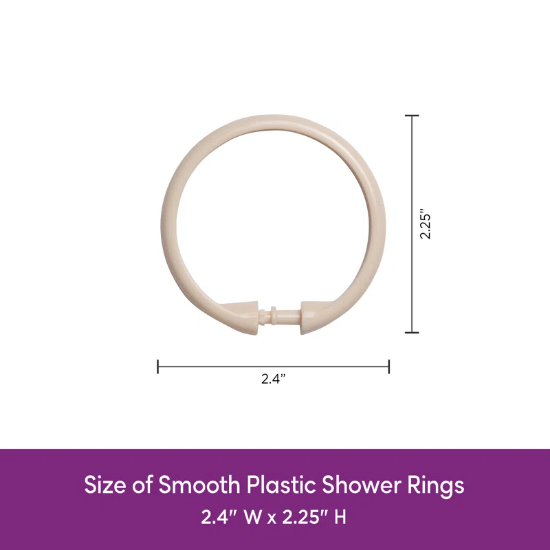 Kenney Wayfair Basics Smooth Shower Rings Round Plastic Shower Curtain Rings (Set of 12)
