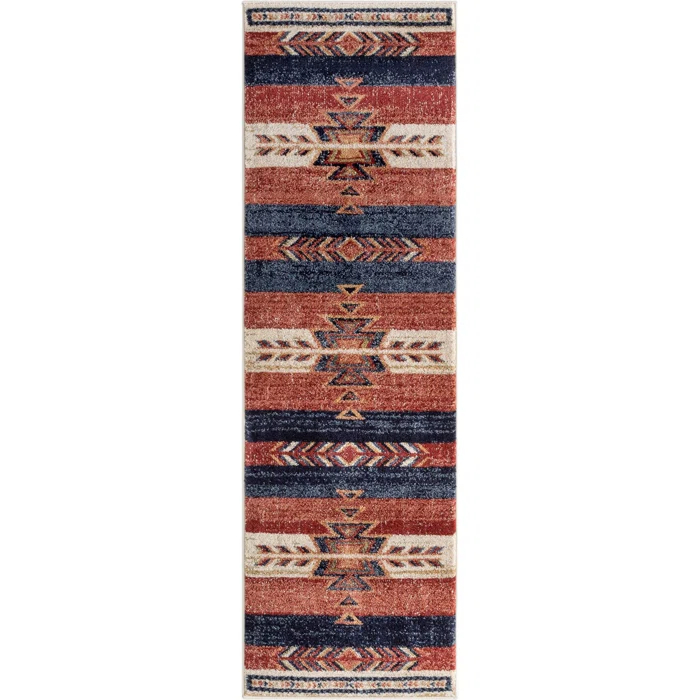 Union Rustic Crimson Southwestern Medallion Tribal Pattern Area Rug