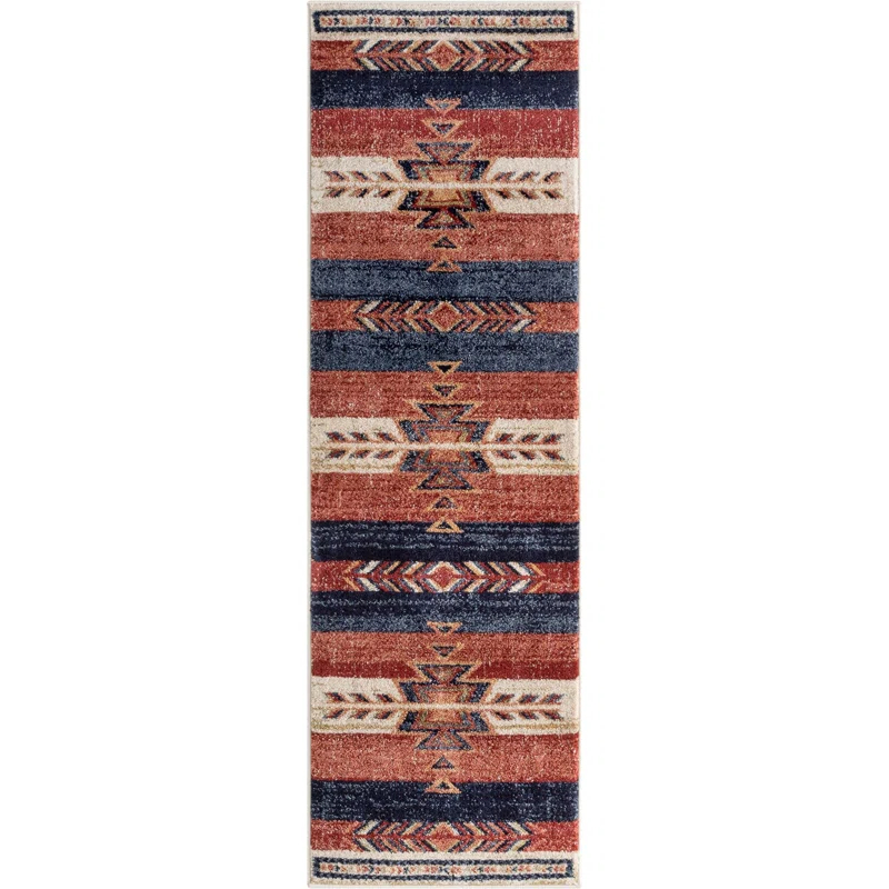 Union Rustic Crimson Southwestern Medallion Tribal Pattern Area Rug