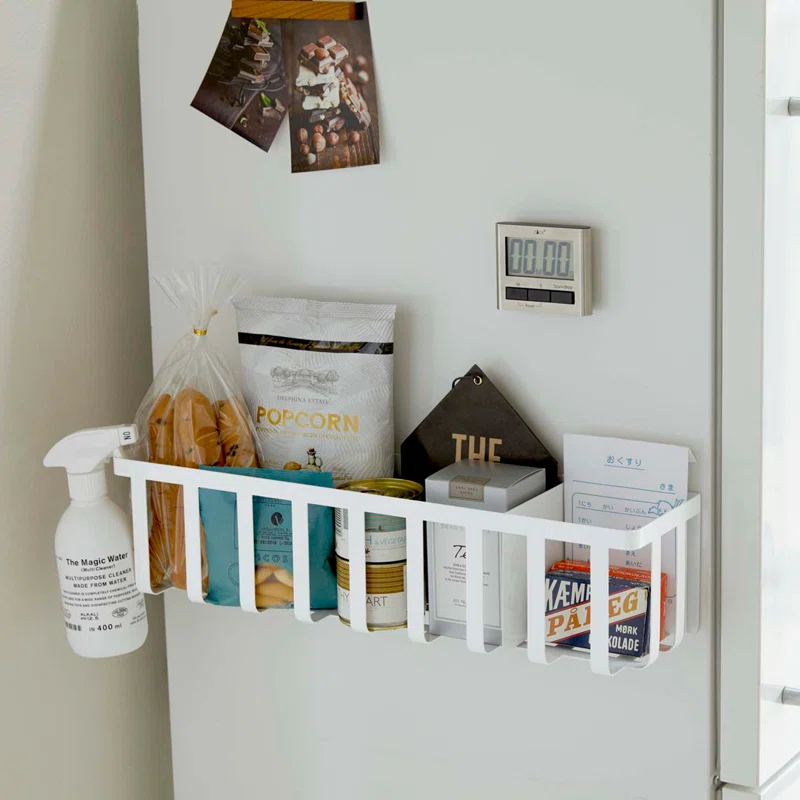 Yamazaki Home Yamazaki Home Magnet Kitchen Storage Basket - Utensil Wall Organizer, Steel, Sliding Divider