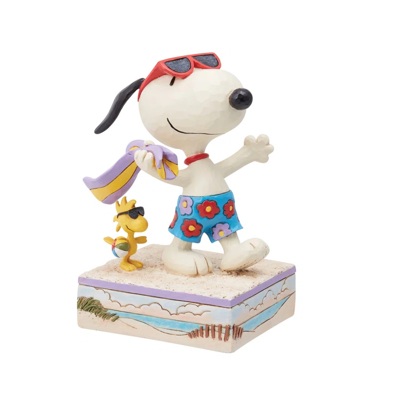 Jim Shore Peanuts by Jim Shore Snoopy & Woodstock at the Beach Figurine 5.1in H
