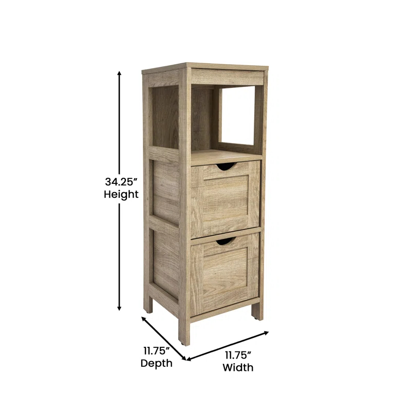 Flash Furniture Dune Farmhouse Bathroom Storage Organizer with Drawers and Open Shelf
