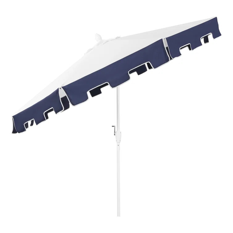 Arlmont & Co. Taveon 9 ft. Classic MidCentury Market Patio Umbrella with UV Protection, Auto-Tilt, and Crank
