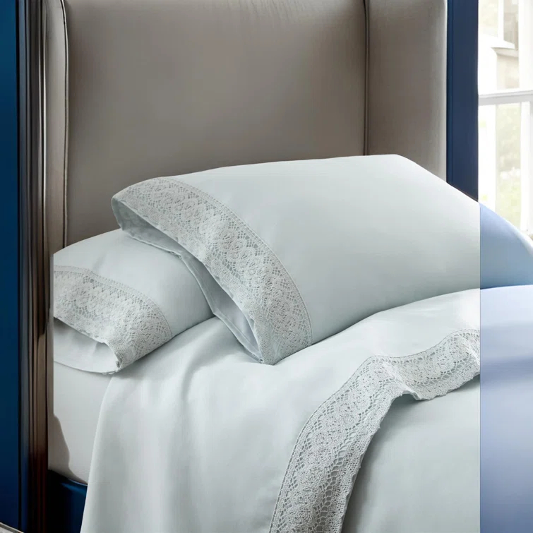 Modern Threads Modern Threads Yate Soft Microfiber Crochet Lace Sheets - Luxurious Microfiber Bed Sheets - Includes Flat Sheet, Fitted Sheet with Deep Pockets, & Pillowcases