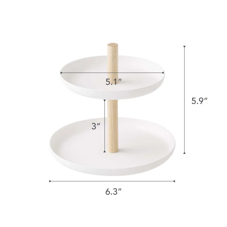 Yamazaki Home Tiered Accessory Trays, Steel + Wood