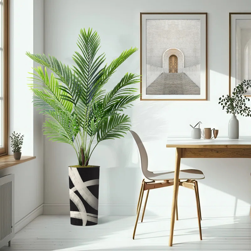 SIGNLEADER Artificial Plant In Planter, Fake Areca Tropical Palm Plant Home Decoration (Plant Pot Plus Plant)