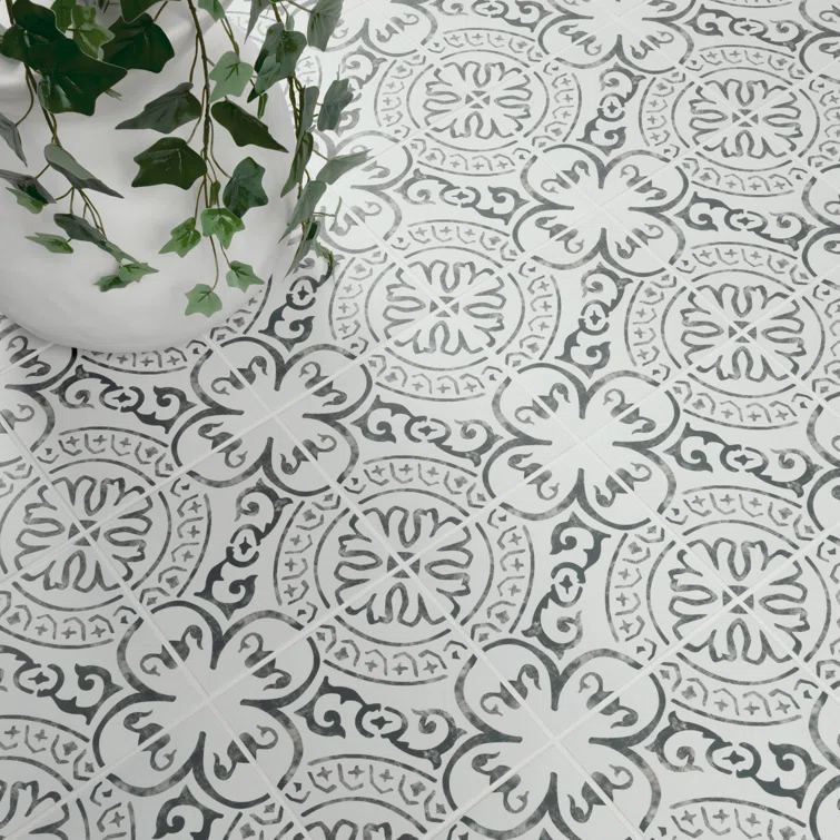 Ackland Amara 8" x 8" Encaustic Look Matte Porcelain Floor & Wall Tile