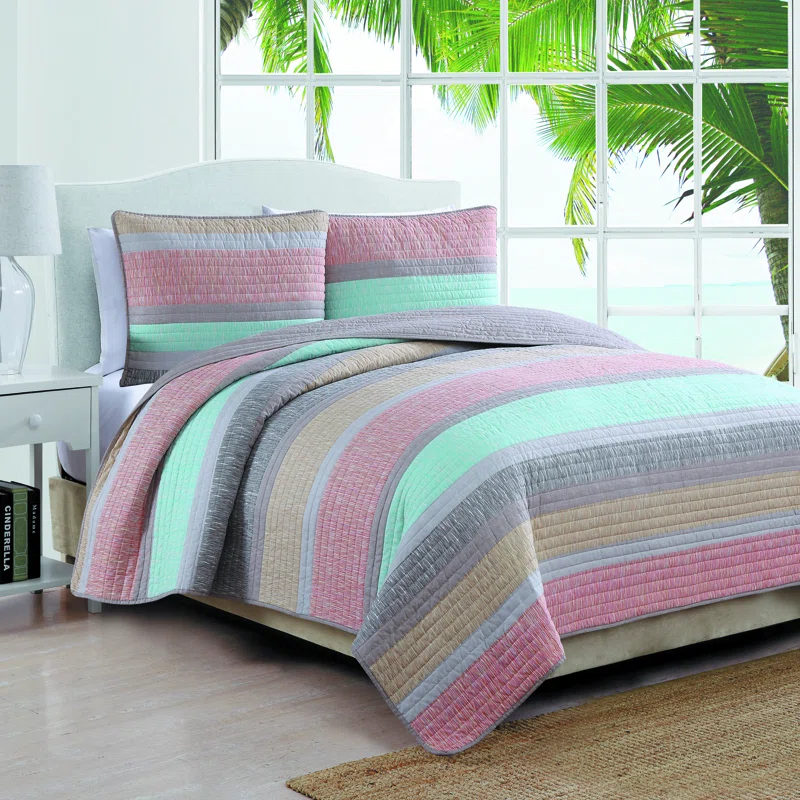 American Home Fashion Phillips Modern & Contemporary Striped Quilt Set