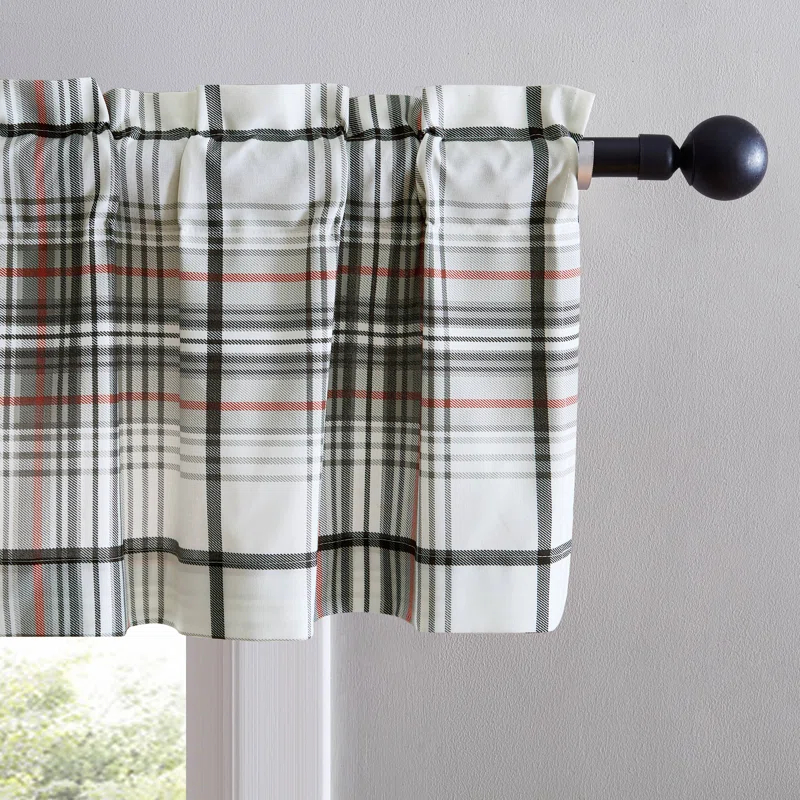 Eddie Bauer Eddie Bauer Alder Plaid Grey Pole Top Window Valance