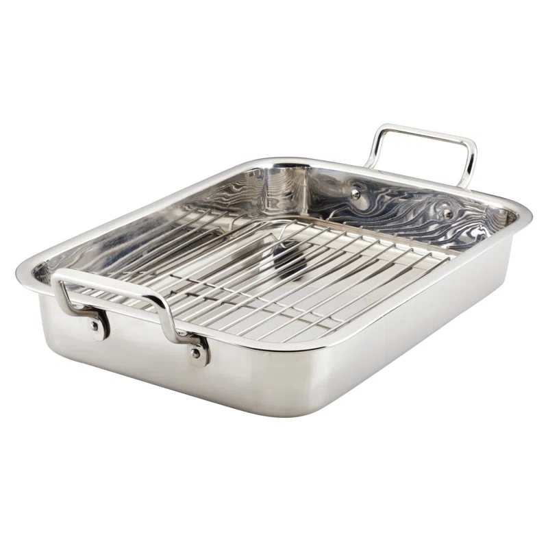 Farberware Farberware Classic Traditions Stainless Steel Roaster / Roasting Pan With Rack, 17-Inch X 12.25-Inch, Stainless Steel