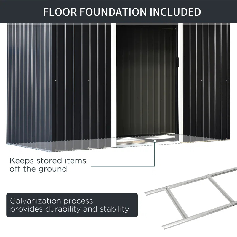 9 ft. W x 4 ft. D Metal Horizontal Tool Shed