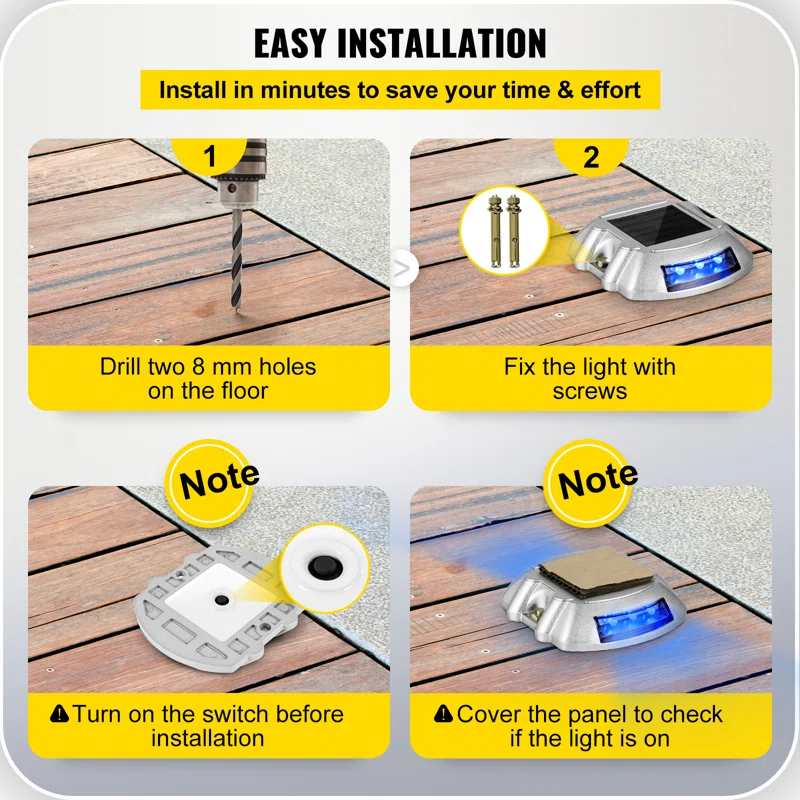 Solar Dock Lights Low Voltage Solar Powered Integrated LED Metal Pathway Light Pack (Set of 4)