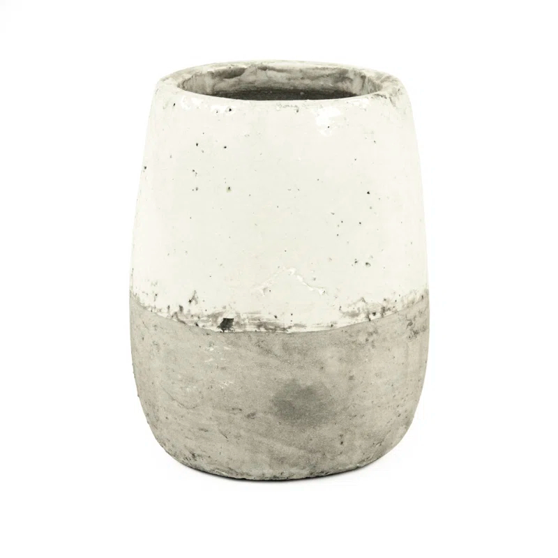 Distressed White Ceramic Table Vase with Rustic Finish